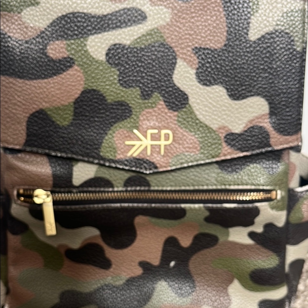 Camouflage Backpack with Gold Accents